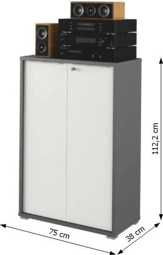 Szekrény, grafit/fehér, RIOMA NEW TYP 09