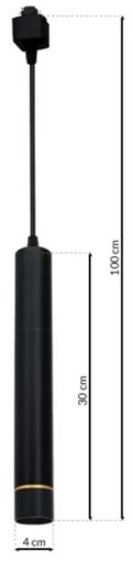 LED Csillár zsinóron sínrendszerbe TRACK PENDANT LED/3W/230V fekete