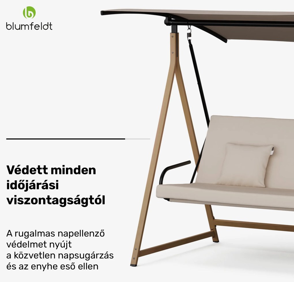 Blumfeldt ZenGrove, hollywoodi hinta, 3 üléses, egyénileg állítható, porszórt acél, időjárásálló