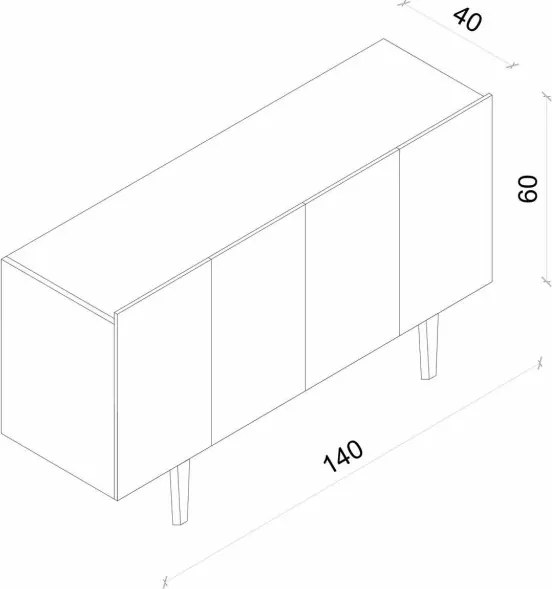 Capella komód, szürke, 140 cm