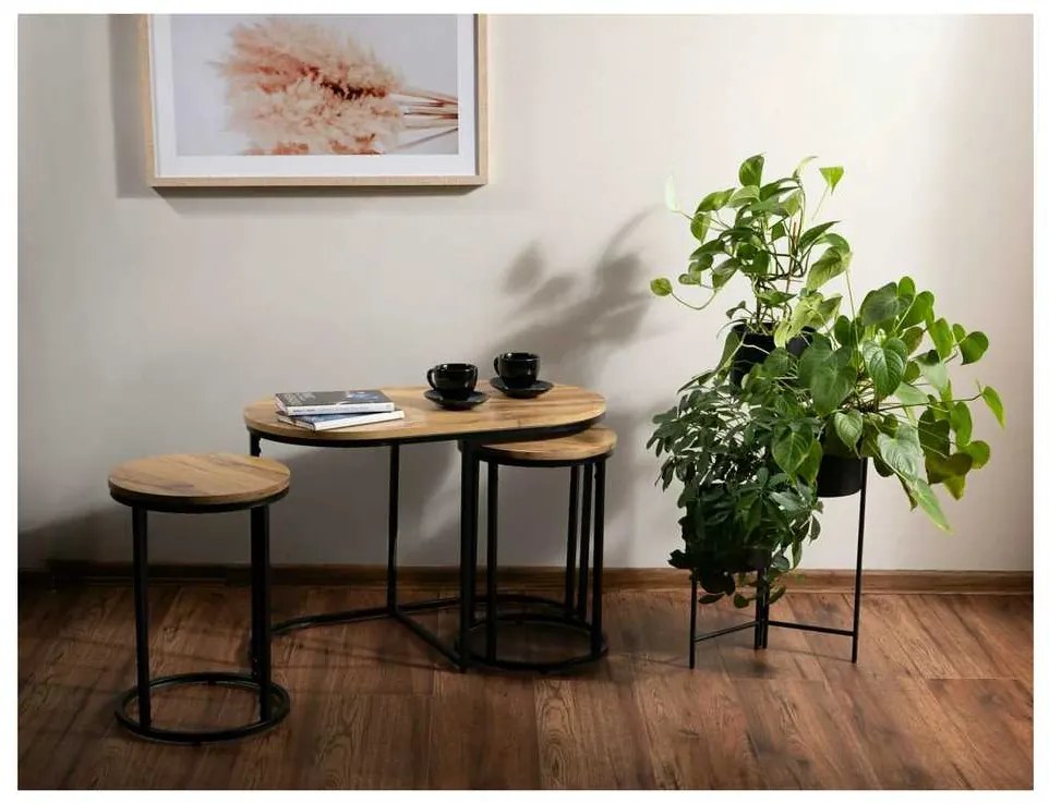 Lucera dohányzóasztal, artisan tölgy / fekete