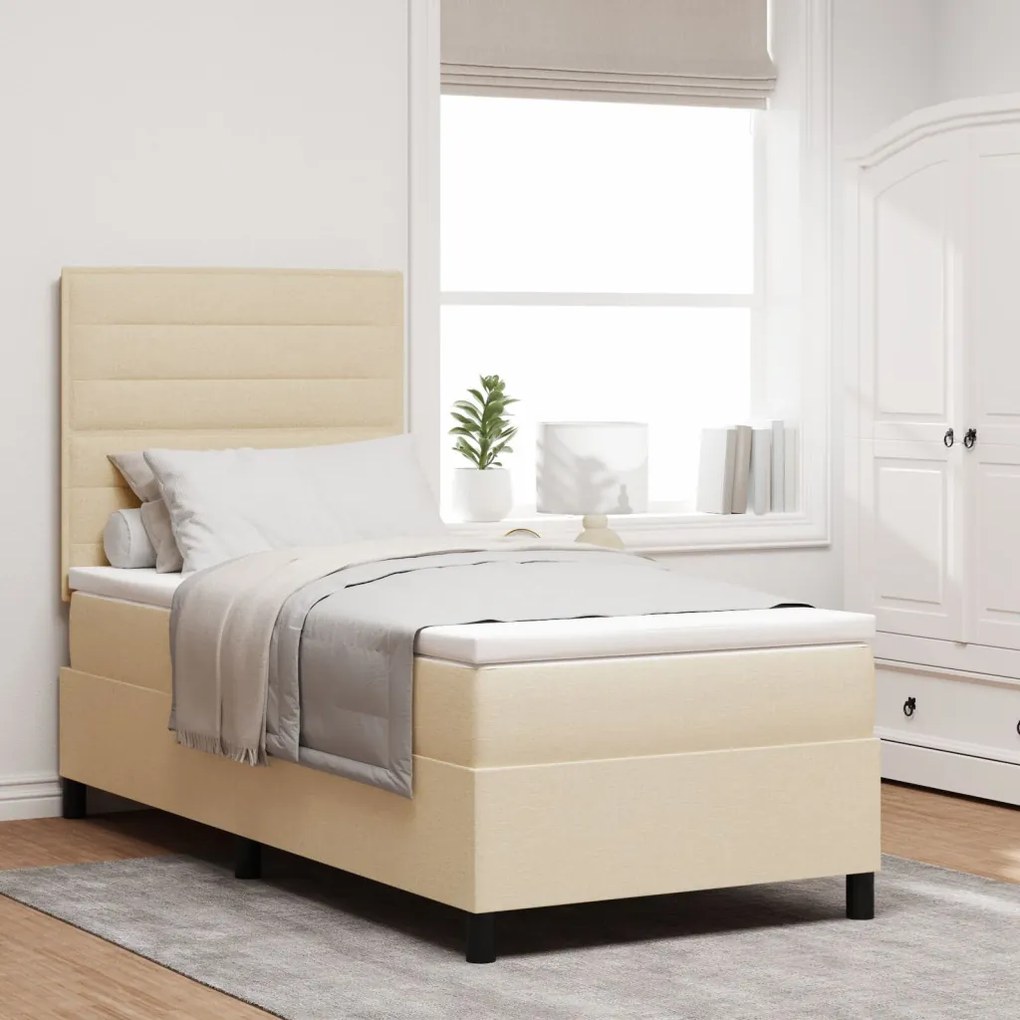 Box Spring Ágy Matraccal Bézs Egyszemélyes Szövet
