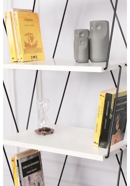 Könyvespolc BALABAN 165x48 cm fehér/fekete