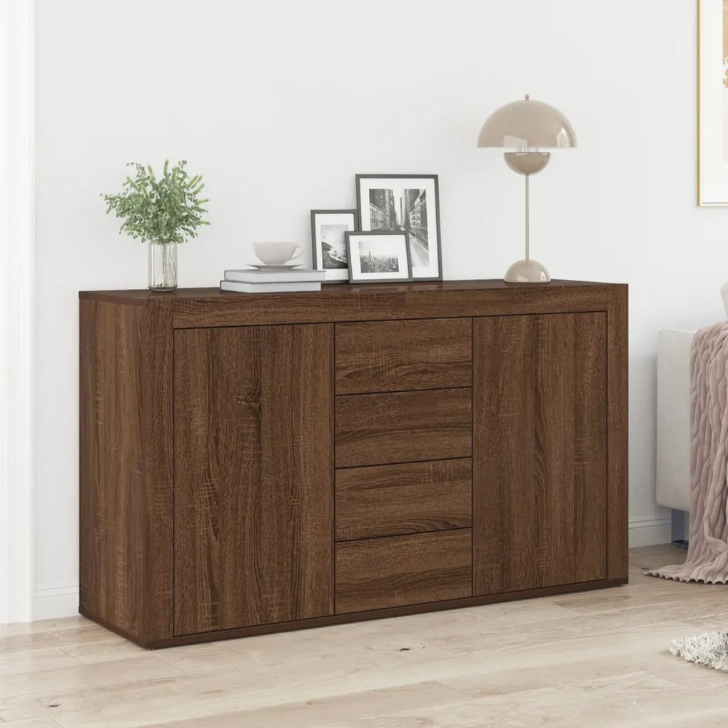 Oldalszekrény Barna tölgy Mérnöki fa 120 x 36 x 69 cm