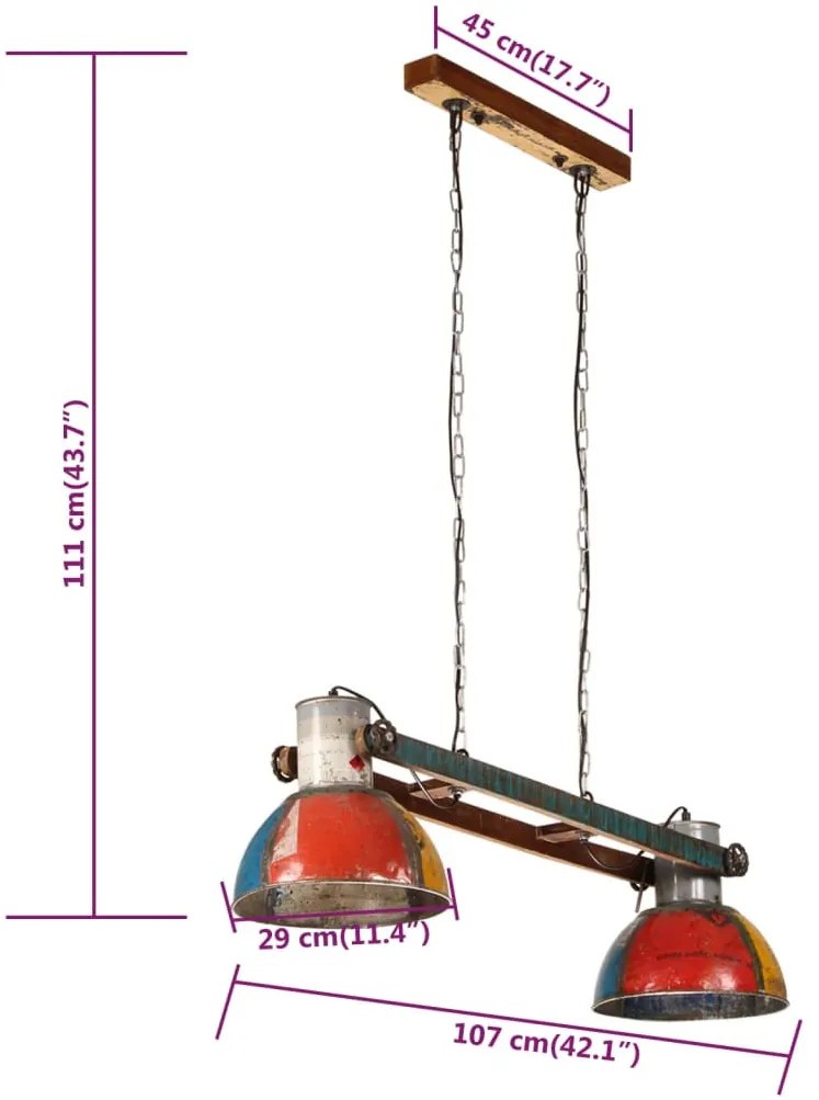 többszínű ipari függőlámpa 25 W 111 cm E27