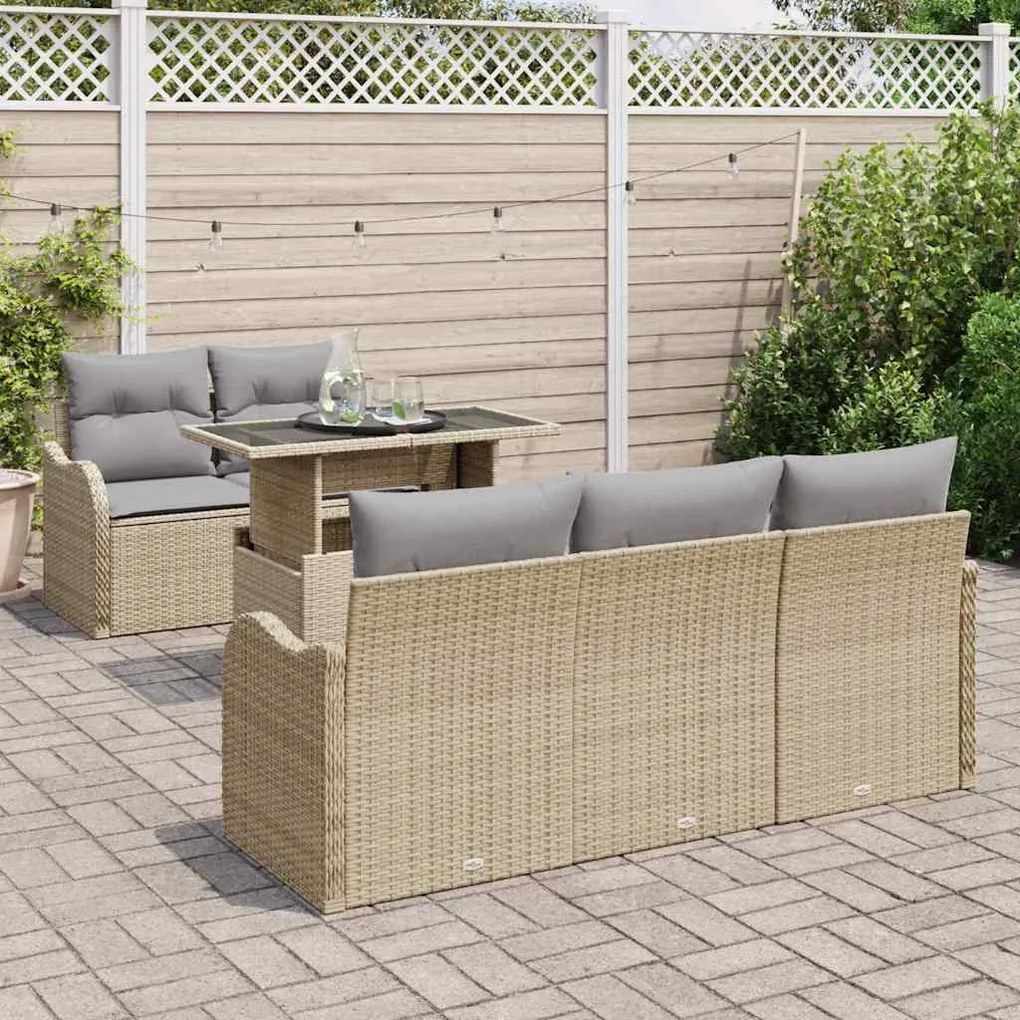 Kerti Kanapé Szett 6 pcs Bézs 100 x 55 x 73 cm Poli rattan
