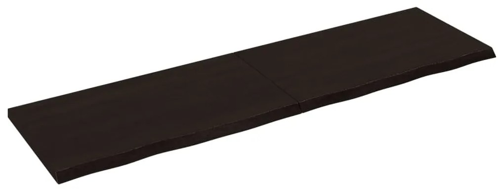 sötétbarna kezelt tömör tölgyfa fali polc 180 x 50 x (2-4) cm