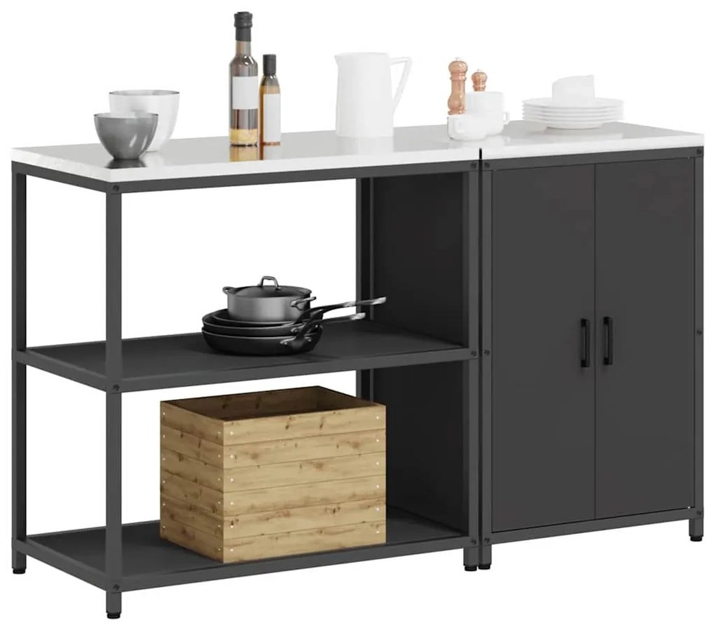Konyhai Tároló Készlet polcokkal 2 pcs Fekete 150 x 50 x 92 cm