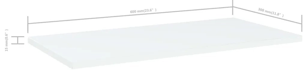 4 db fehér forgácslap könyvespolc 60 x 30 x 1,5 cm