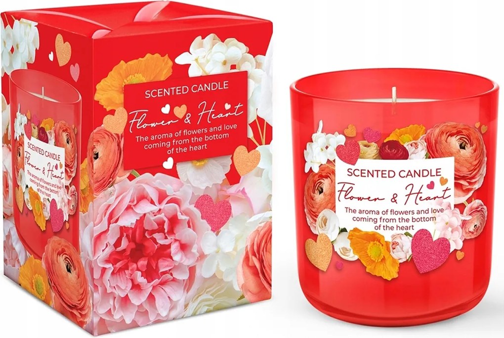 Virágos illatgyertya Flower &amp; Hearts pohárban Bartek Candles