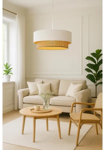 BORHO kábeles függőlámpa 1xE27/60W/230V, fehér/juta