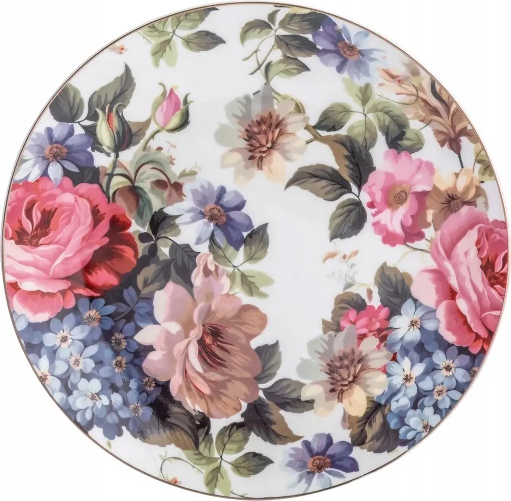 Porcelán desszertes tányér 20 cm Rózsa Virágok Krém