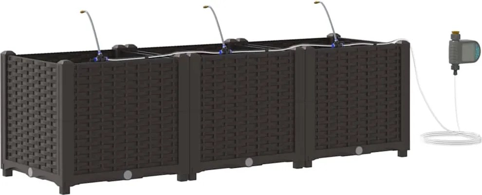 vidaXL Kerti cserép 3 pcs Barna Acél