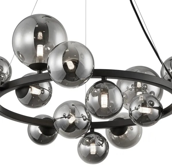 Csillár zsinóron MILA 14xG9/9W/230V fekete/szürke