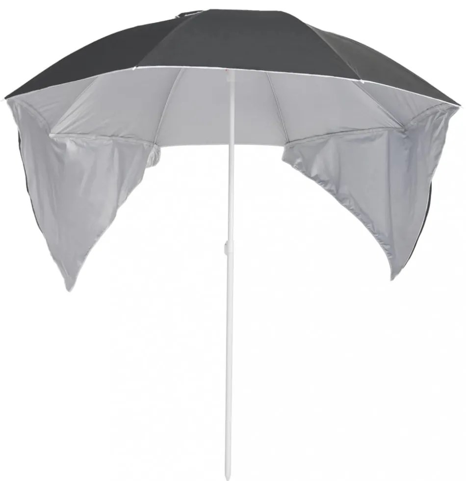 antracitszürke strandnapernyő oldalfalakkal 215 cm
