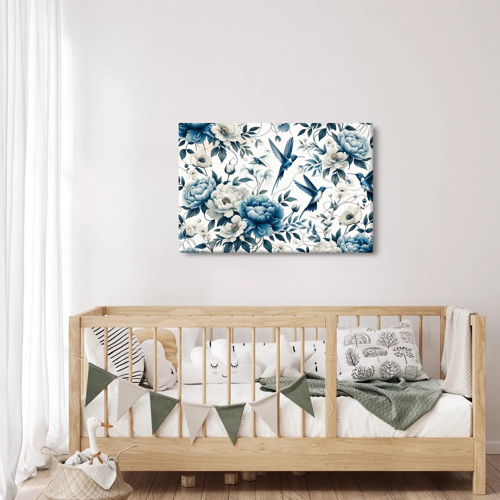 Kép - Kolibrikok virágokkal (90x60 cm)