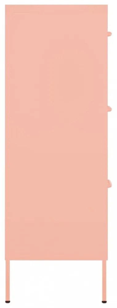 rózsaszín acél fiókos szekrény 80 x 35 x 101,5 cm