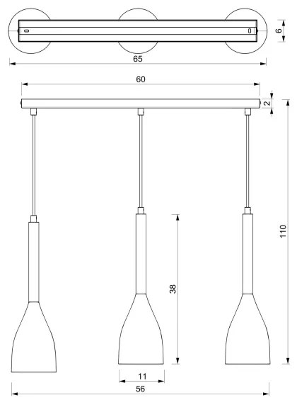Csillár zsinóron MUZA 3xE27/60W/230V