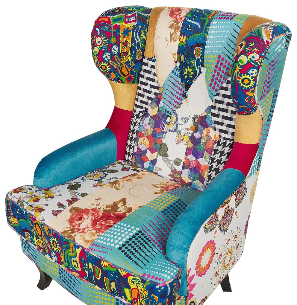 Kék kárpitozott patchwork fotel MOLDE Beliani