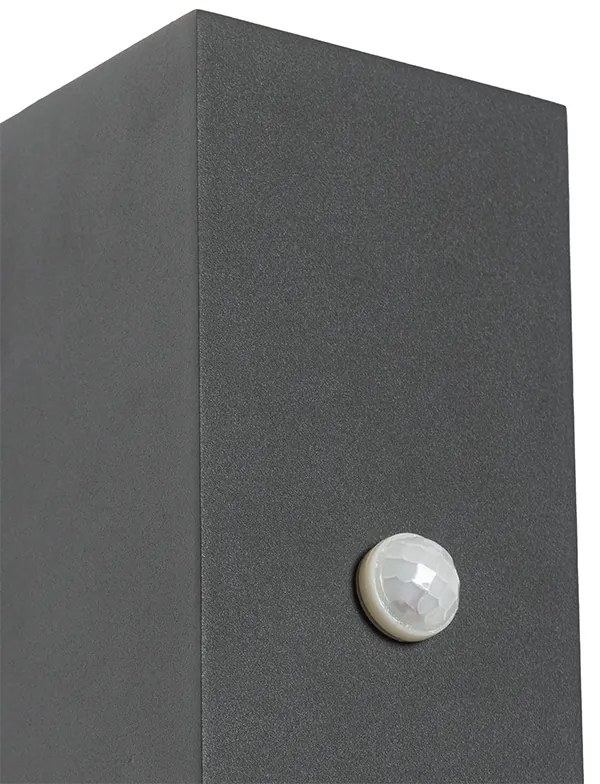 Sötétszürke fali lámpa 2 lámpával IP44 mozgásérzékelővel - Baleno