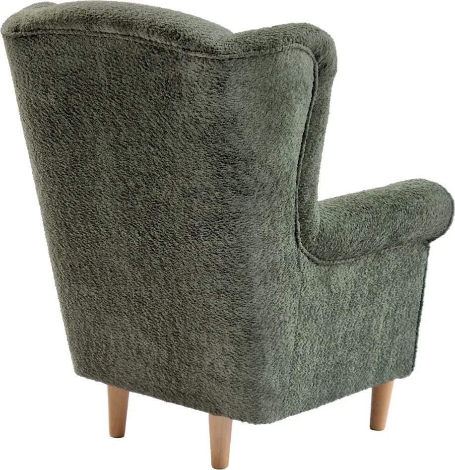 Füles fotel, zöld szövet Coral, CHARLOT