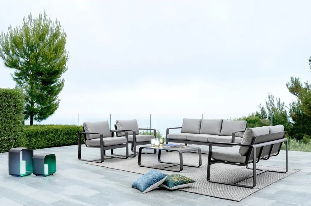 Szürke alumínium kerti kanapé Merrigan – Bizzotto