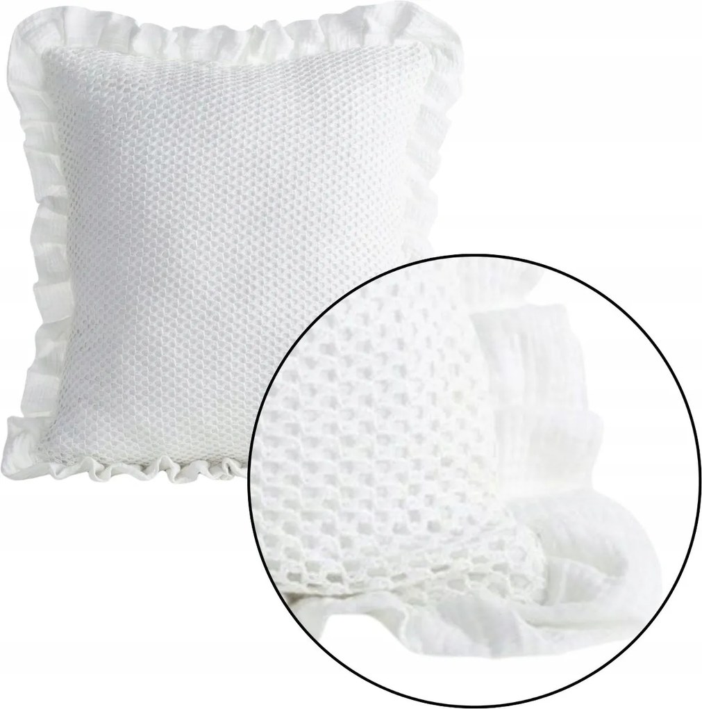 Pamut Párnahuzat Fodros 45x45 cm dekoratív Fehér