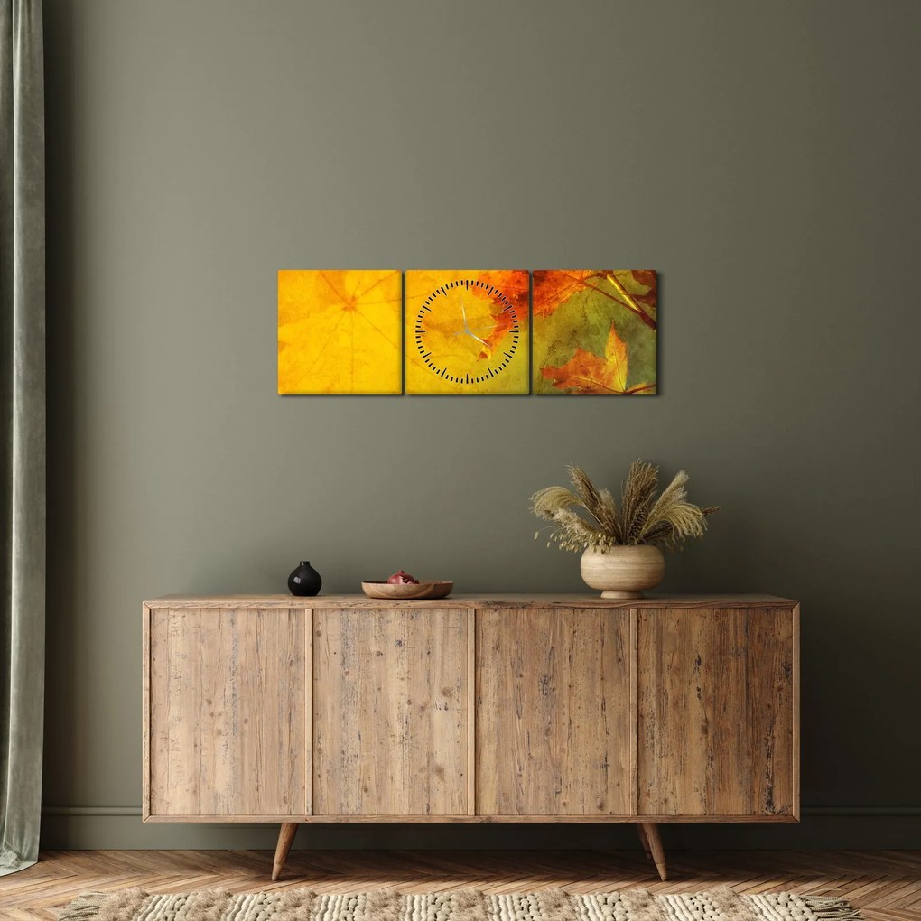 Kép - Őszi levelek (órával) (90x30 cm)