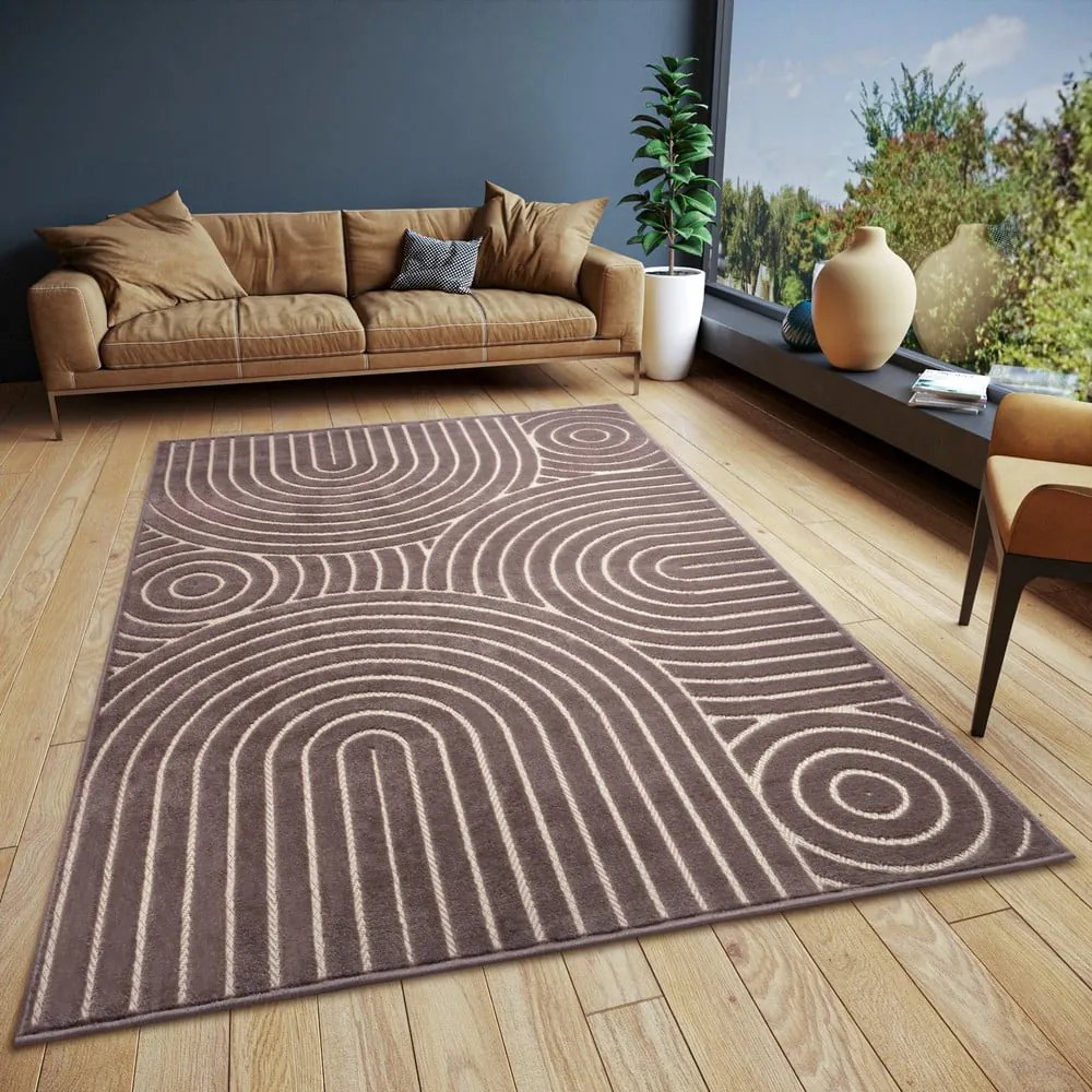 Barna szőnyeg 57x90 cm Iconic Wave – Hanse Home