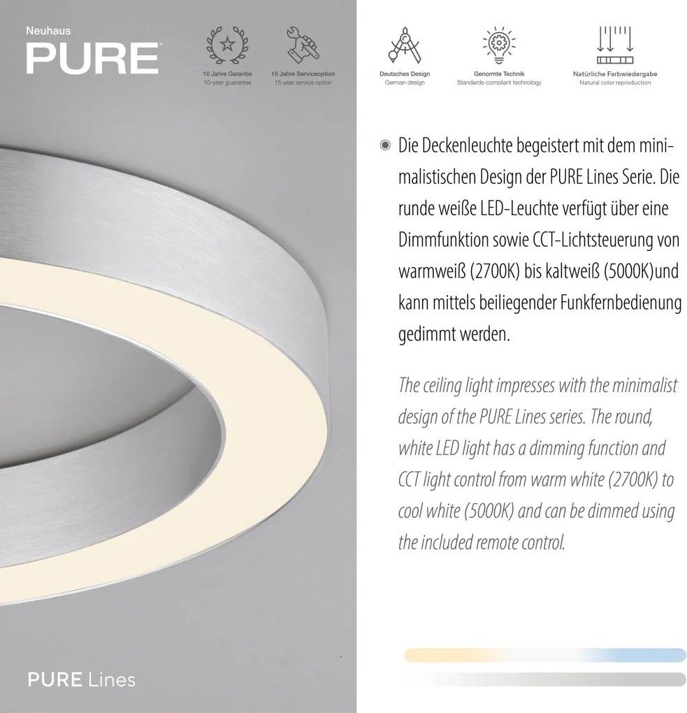 Paul Neuhaus modern mennyezeti lámpa pure lines round acél pln6310-95