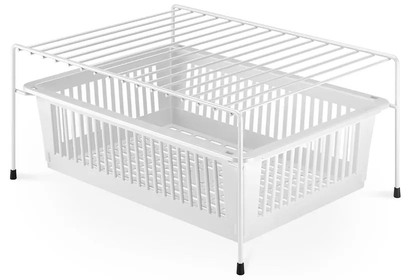 Dino fehér rozsdamentes kiegészítő polc tárolóhellyel - Metaltex