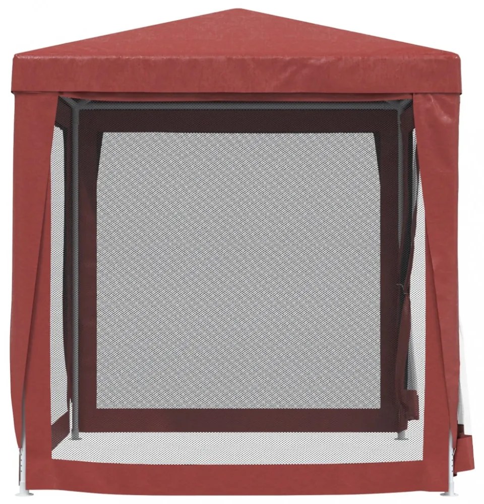 piros HDPE rendezvénysátor 4 hálós oldalfallal 2 x 2 m