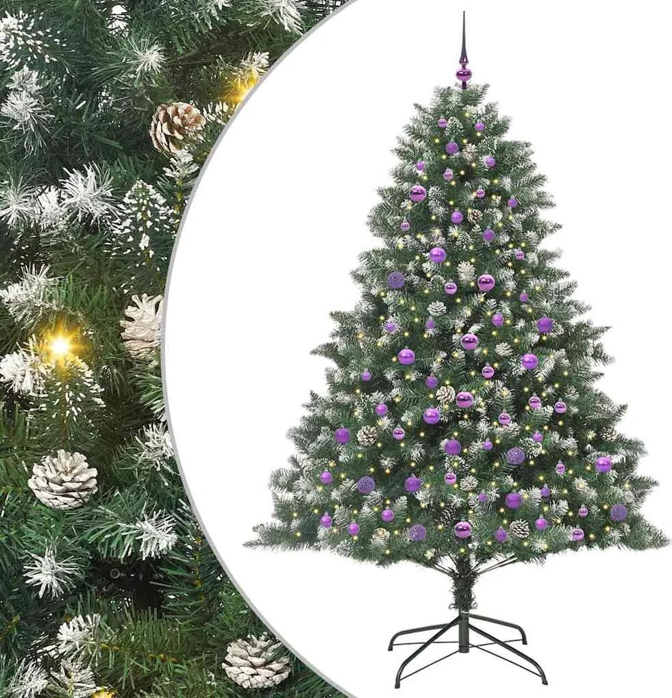 vidaXL Mű karácsonyfa 300 LED-del Zöld 210 cm PVC és Műanyag és Acél