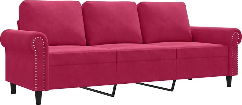 vidaXL 3 személyes bordó bársony kanapé 180 cm
