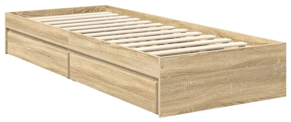 vidaXL Tárolós Ágy fejtámlával Sonoma tölgy 75 x 190 cm Faanyag