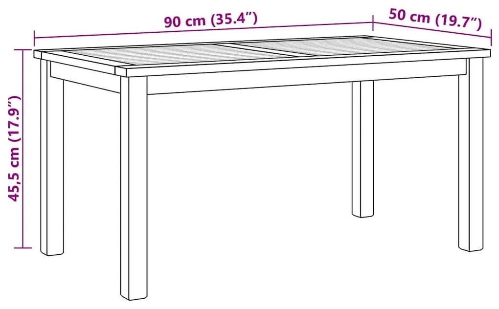 Dohányzóasztal Barna 90 x 50 x 45.5 cm Tömör tíkfa