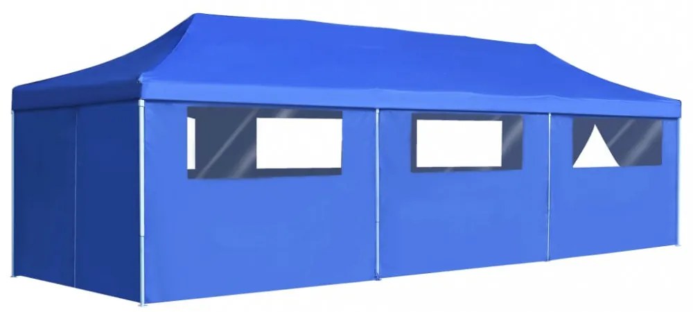 kék összecsukható rendezvénysátor 8 oldalfallal 870x291x315 cm