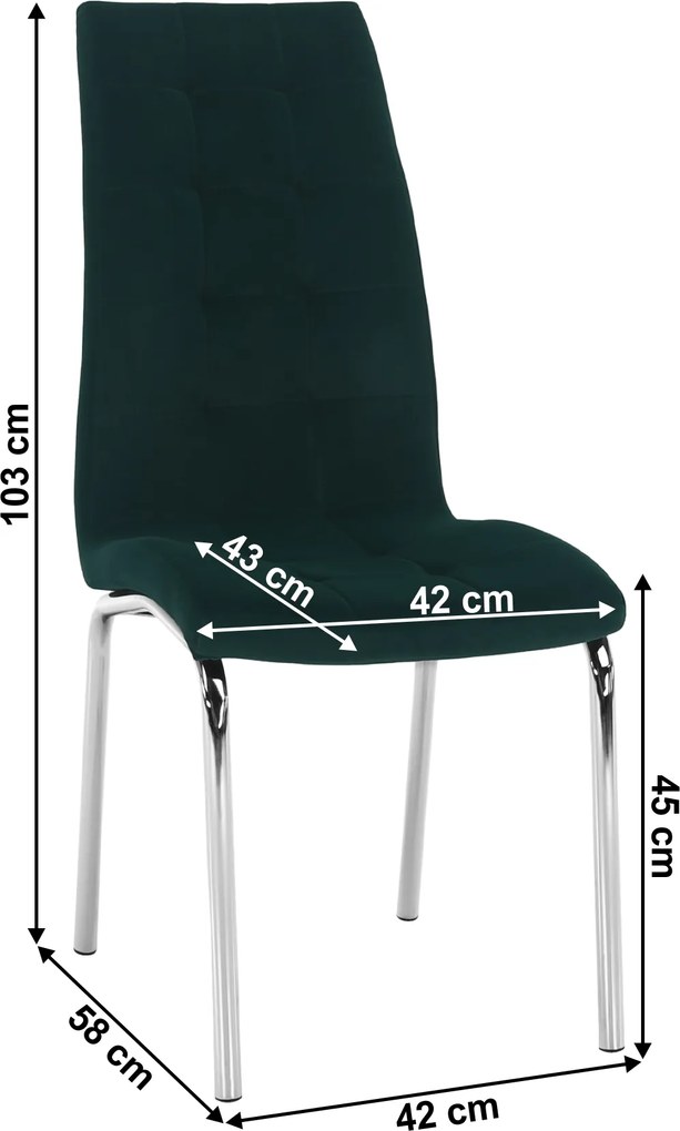 Étkezőszék, smaragd Velvet szövet/króm, GERDA NEW