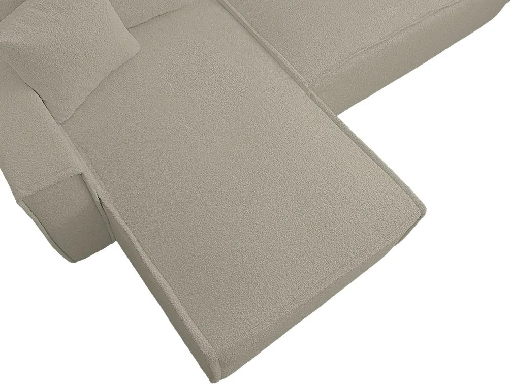 SMART BOUCLE L alakú kihúzható, megfordítható sarokkanapé 232x143 cm, szürkésbézs