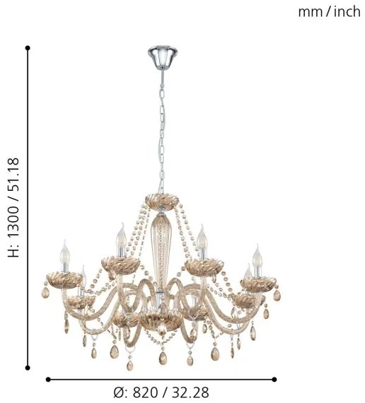 Eglo 39093 - Csillár BASILANO 8xE14/40W/230V