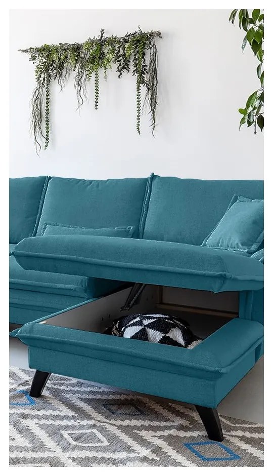 Charming Charlie türkiz kinyitható sarokkanapé, jobb oldali - Miuform