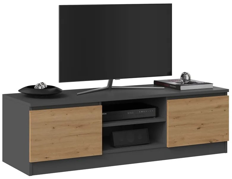 Riano MIX RTV120 TV állvány, 120x36x40 cm, antracit-tölgy