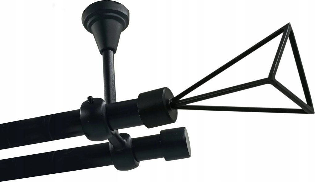 Dupla függönykarnis Mennyezeti Fém 19+19mm Fekete 360cm Geometric Kerekek Nélkül