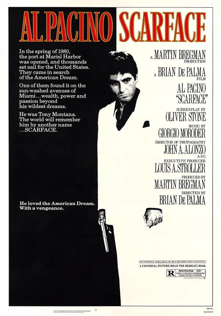 Scarface filmposzter A sebhelyesarcú (1983) 70x50 cm #315