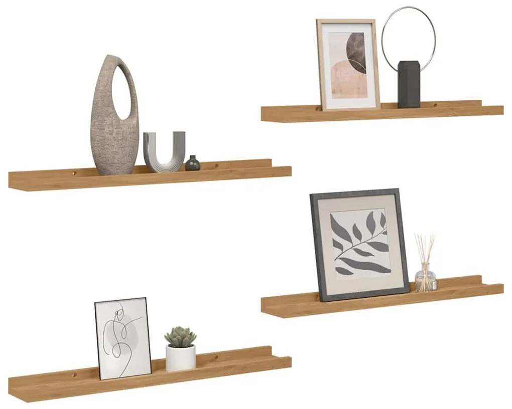 vidaXL Falpolc polcokkal tárolóval 4 pcs Barna 40 x 9 x 3 cm Faanyag