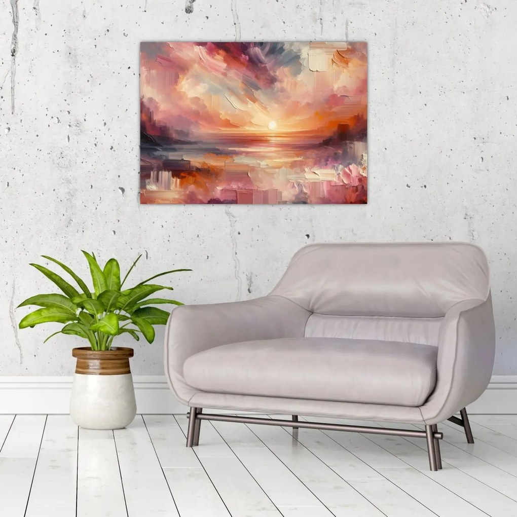 Üveg kép - Festett alkonyat (70x50 cm)