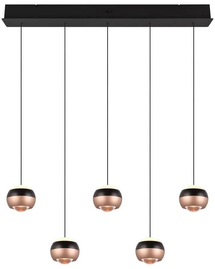 Fekete-rézszínű LED függőlámpa fém búrával Orbit – Trio Select