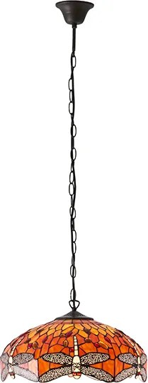 Endon klasszikus tiffany függeszték dragonfly flame sötétbarna sokszínű end64081