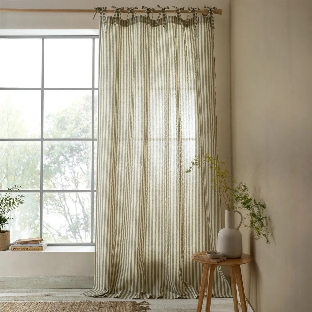 Zöld függöny 140x183 cm Zanzibar Woven Stripe – Pineapple Elephant