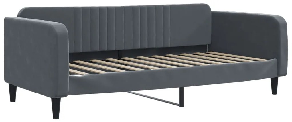 sötétszürke kihúzható bársony heverő 90 x 200 cm